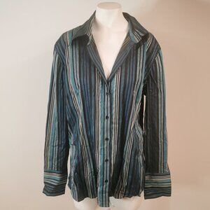 𝅺New York  & Company Funky Stripe Button Down Top